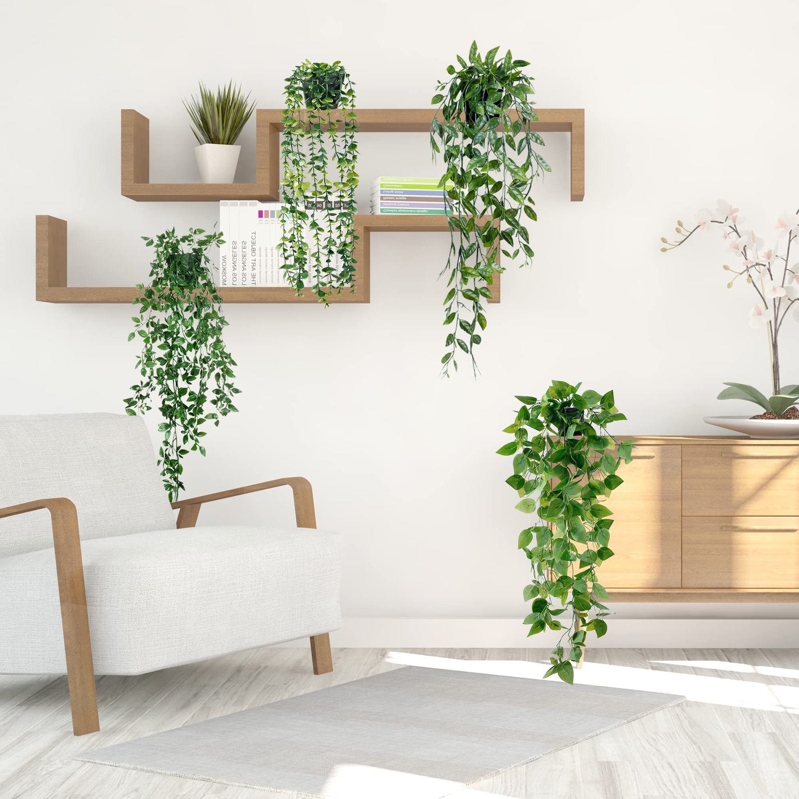 4 Plantas Colgantes Artificiales De Hiedra Falsa Para Decoración De Pared Hogar