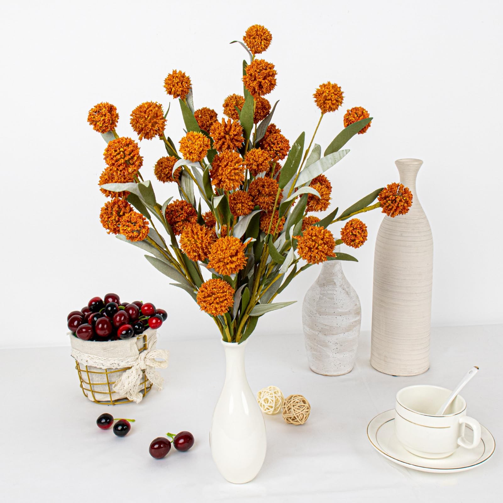 6 PCs Rustic Fall Flowers 17 Inches Boho Fall Floral Picks Faux Autumn Branch…