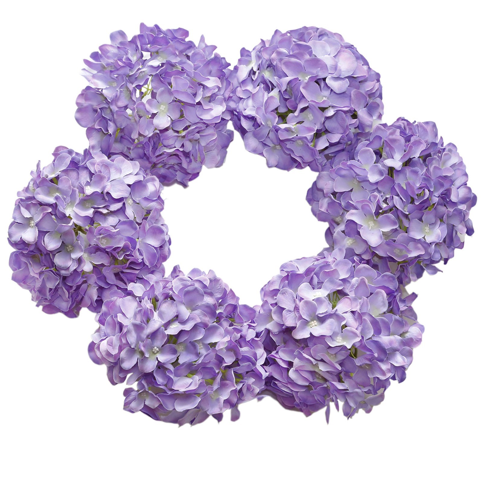 Artificial Hydrangea Flowers Purple, 6 Stems, Silk Floral Arrangement Decor