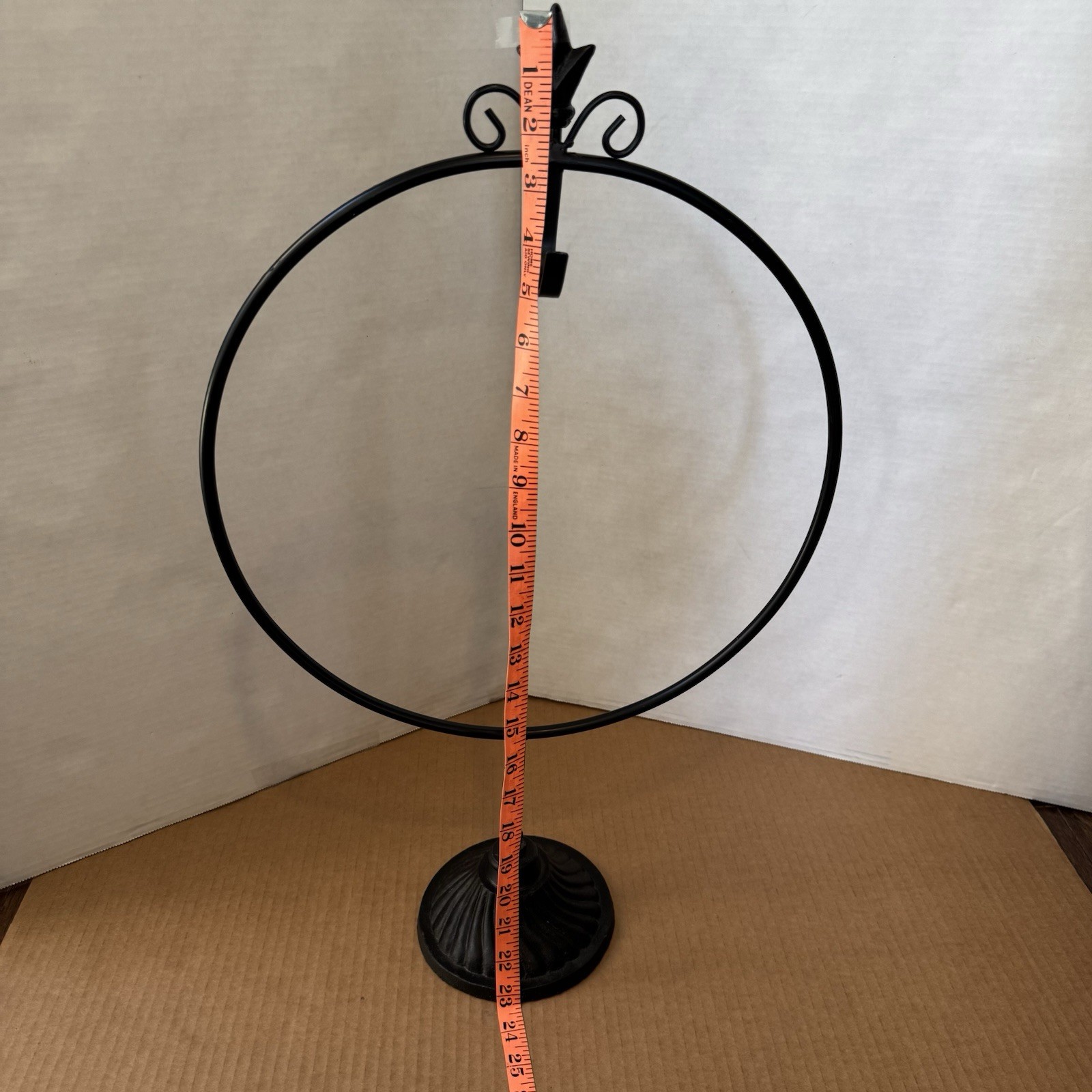 WREATH HOOK STAND Adjustable Height Free Standing Wrought Iron set of 2