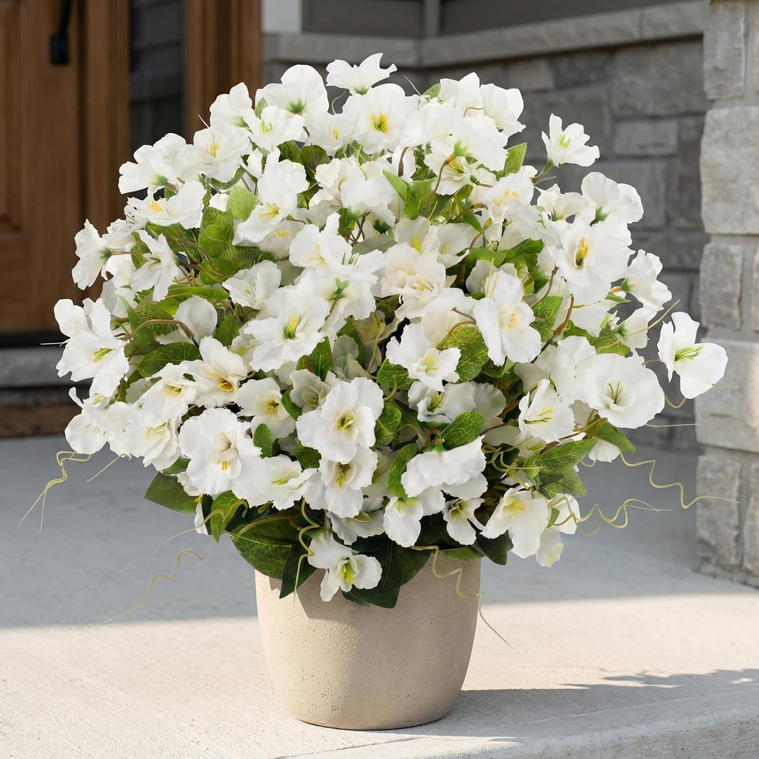 12 Bundles White Artificial Hibiscus Flowers for Outdoor Spring Decor