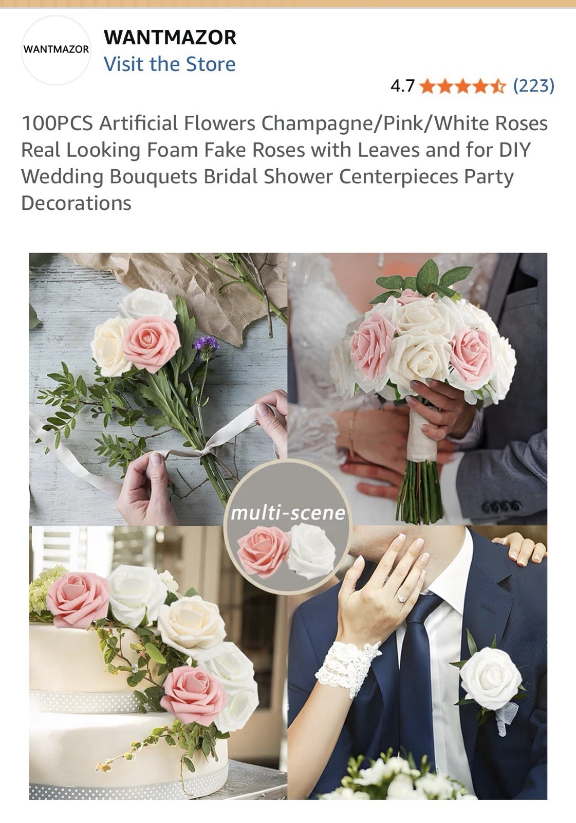 Artificial Flowers 50PCS Pink Roses Real Looking Foam Fake Roses with Leaves …