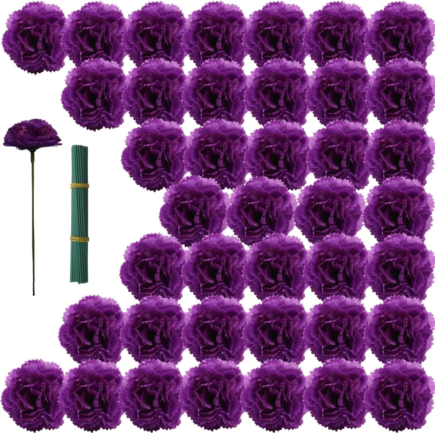 Artificial Marigold Flowers, 100Pcs Marigold Faux Flowers, Purple Flower Fake…