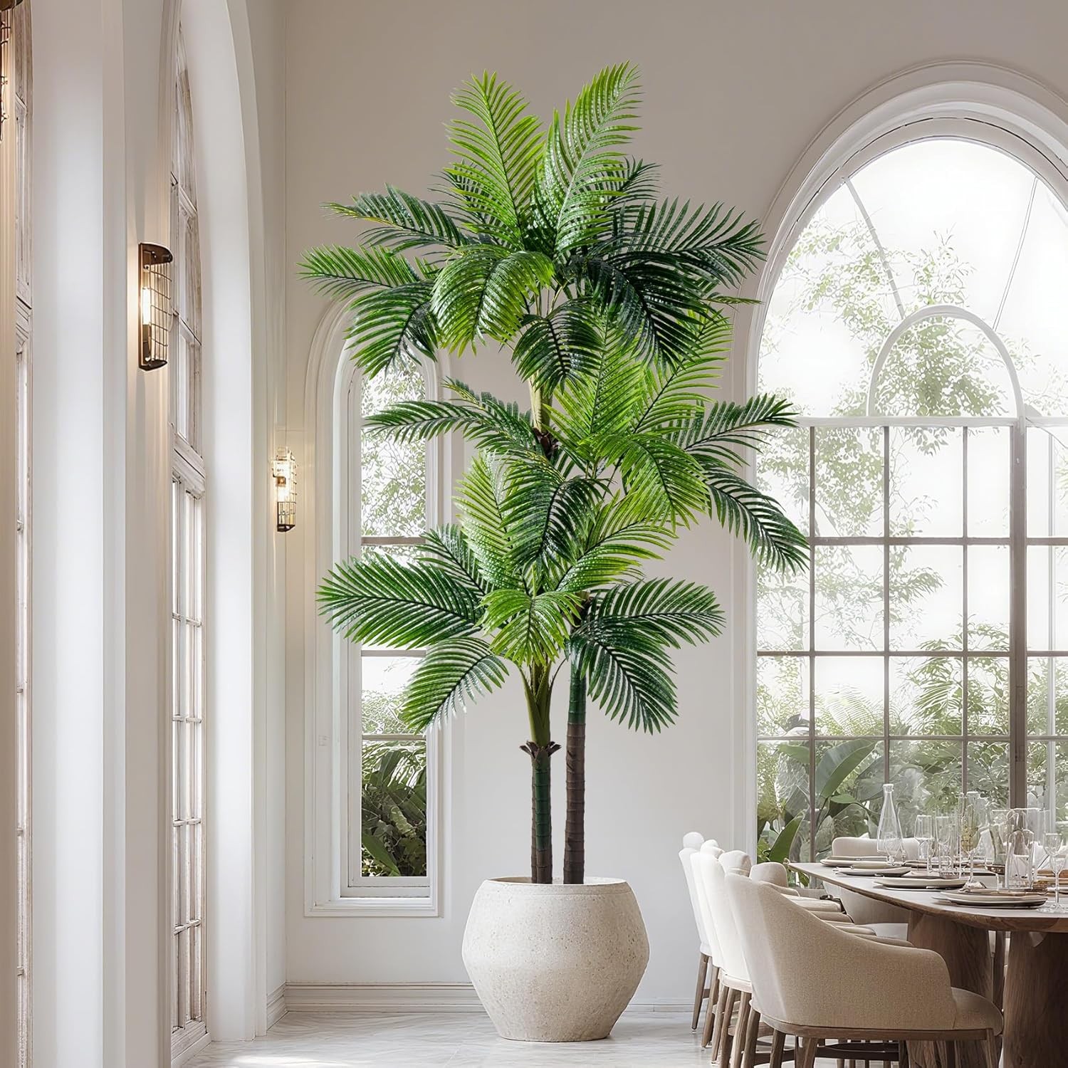 9.1FT Artificial Phoenix Palm Tree Fake Plant Indoor Outdoor Large 30 Leaves