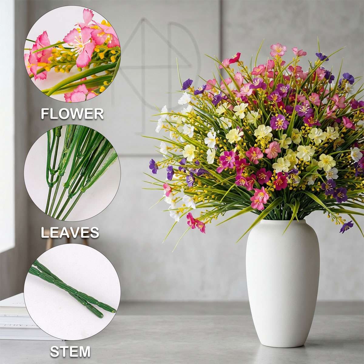 2/6/10 Bundles Artificial Silk Flowers for Outdoors, Fake Plants Faux Greenery