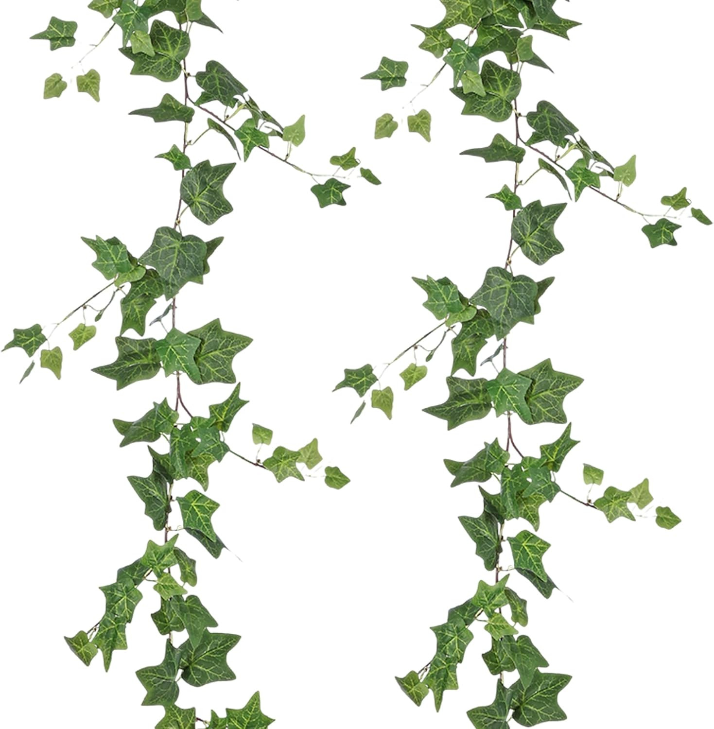 2 Strands Artificial Ivy Vines Garland, Fake Vines for Bedroom with Silk Green L