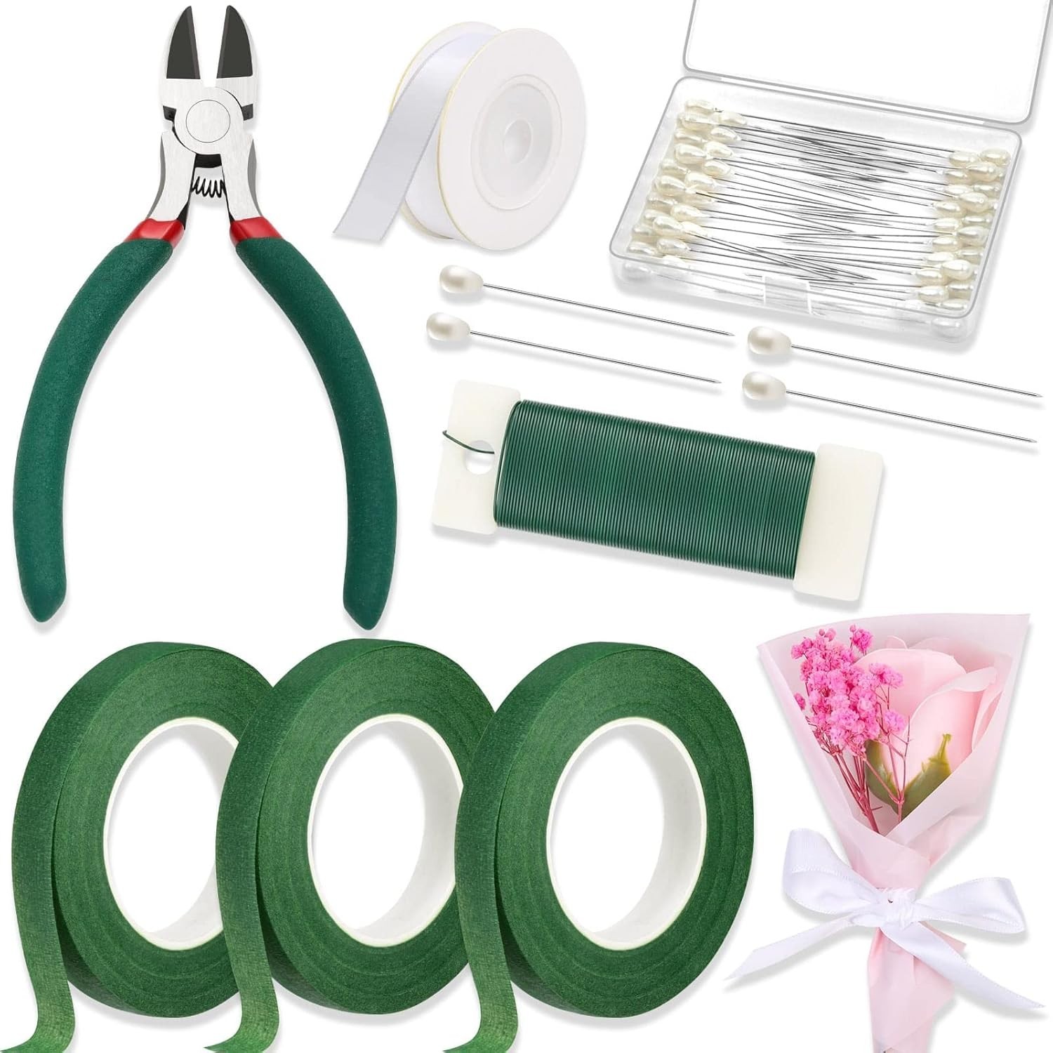 Floral Tape Wire Kit for Bouquets Crafts Wreath Making DIY Arrangement Supplies