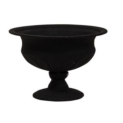 New Primitive Rustic BLACK METAL URN Candle Holder Pot Container 6″