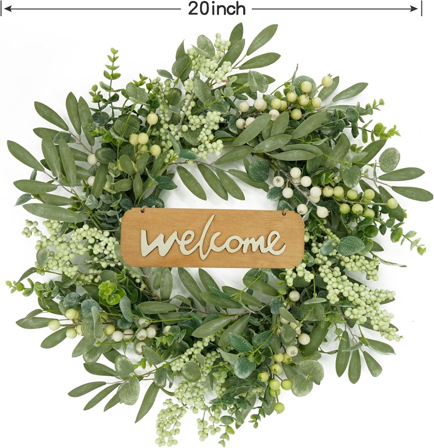 Eucalyptus Wreath 20 Inch Indoor Outdoor Front Door Farmhouse Decor