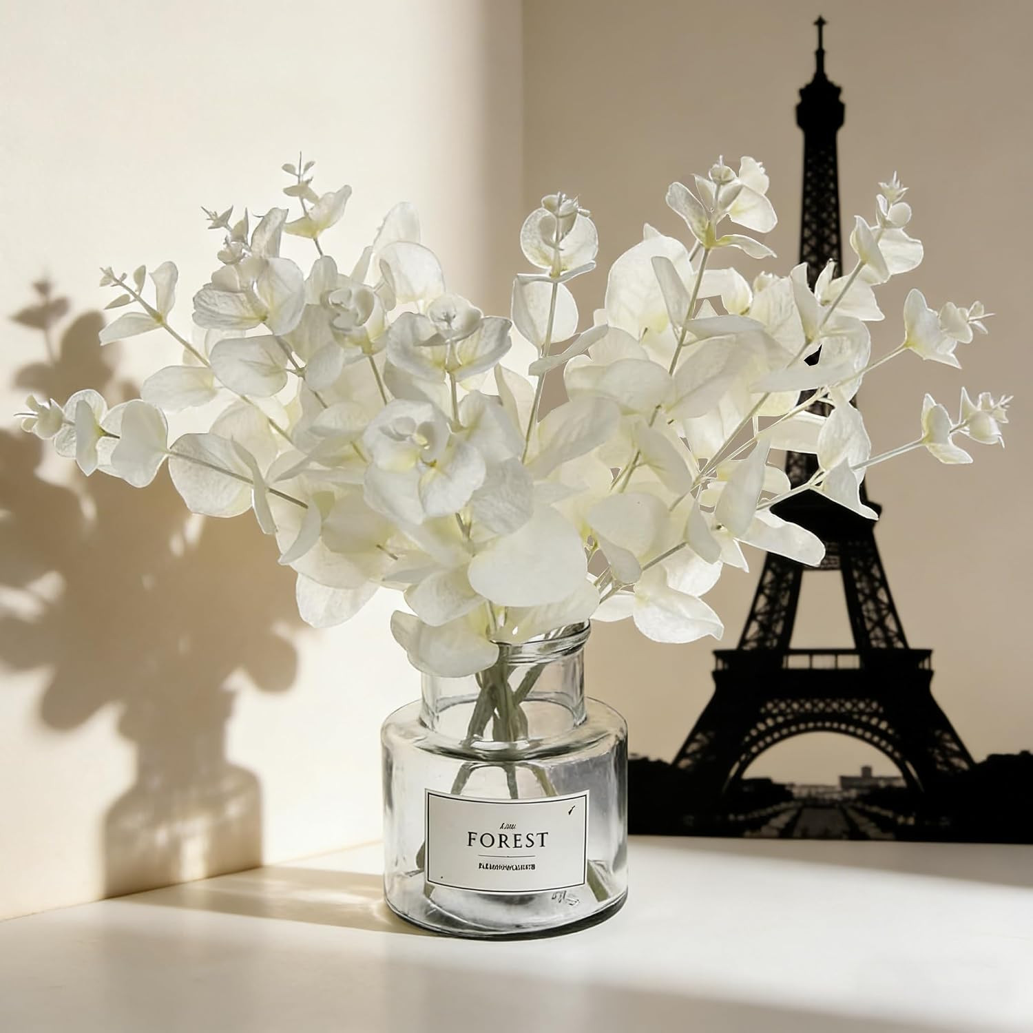 5 Pcs Artificial Eucalyptus Branches Real Touch Leaf Stem White Faux Eucalyptuse