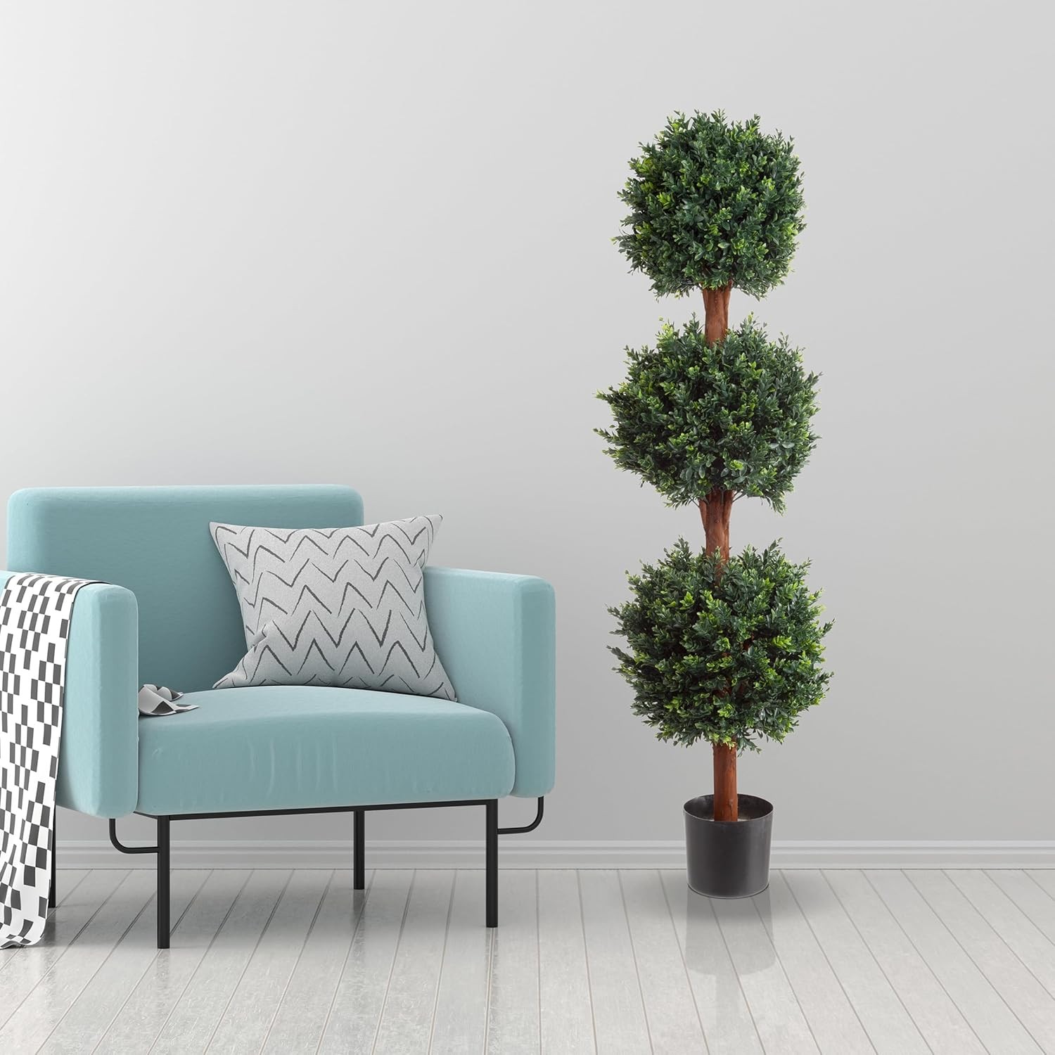Pure Garden Artificial Tree – 5FT Faux Hedyotis 5ft, Green and Reddish-brown