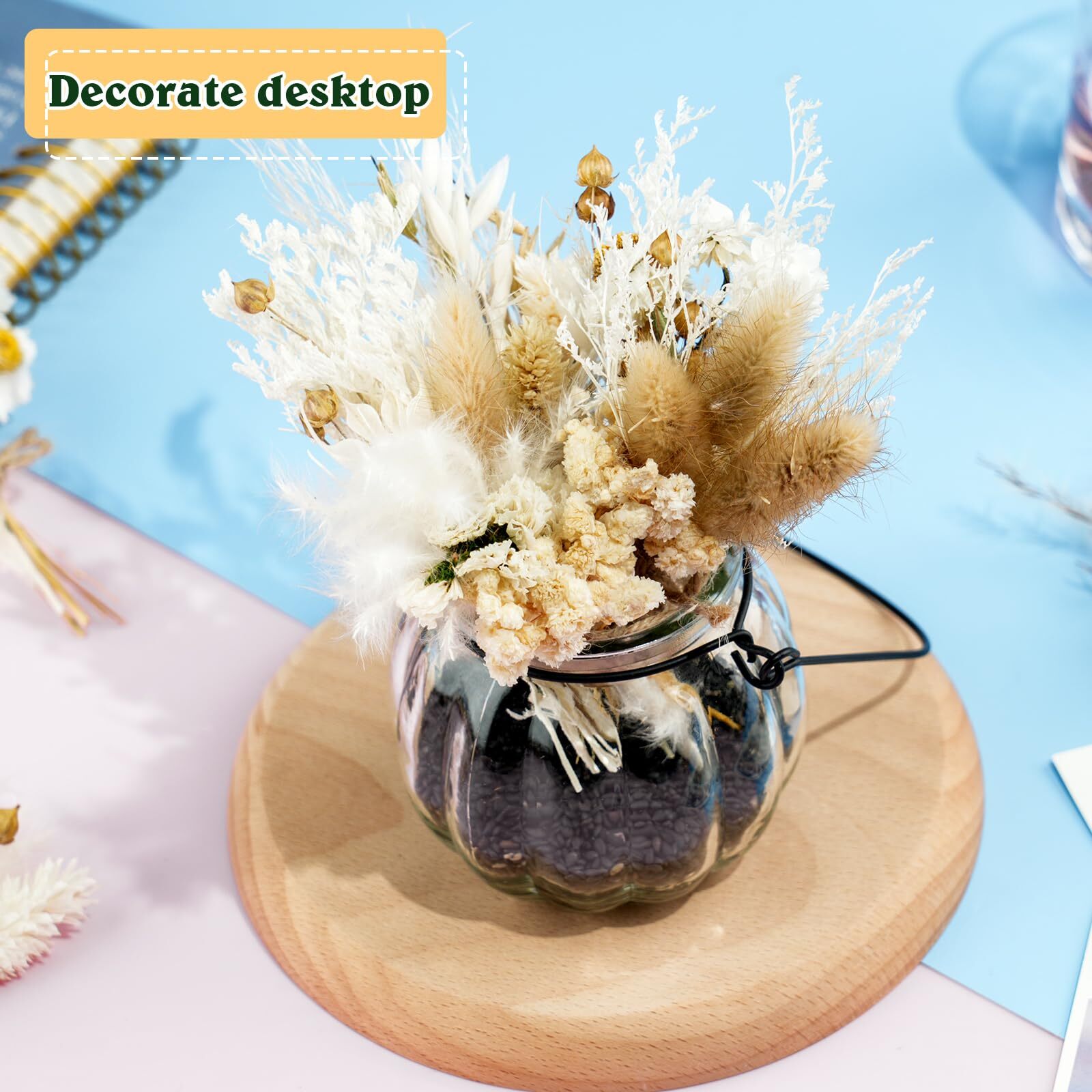 10 Pack Mini Dried Flower Bouquets with Stem for Vase DIY Wedding Decor, Boho