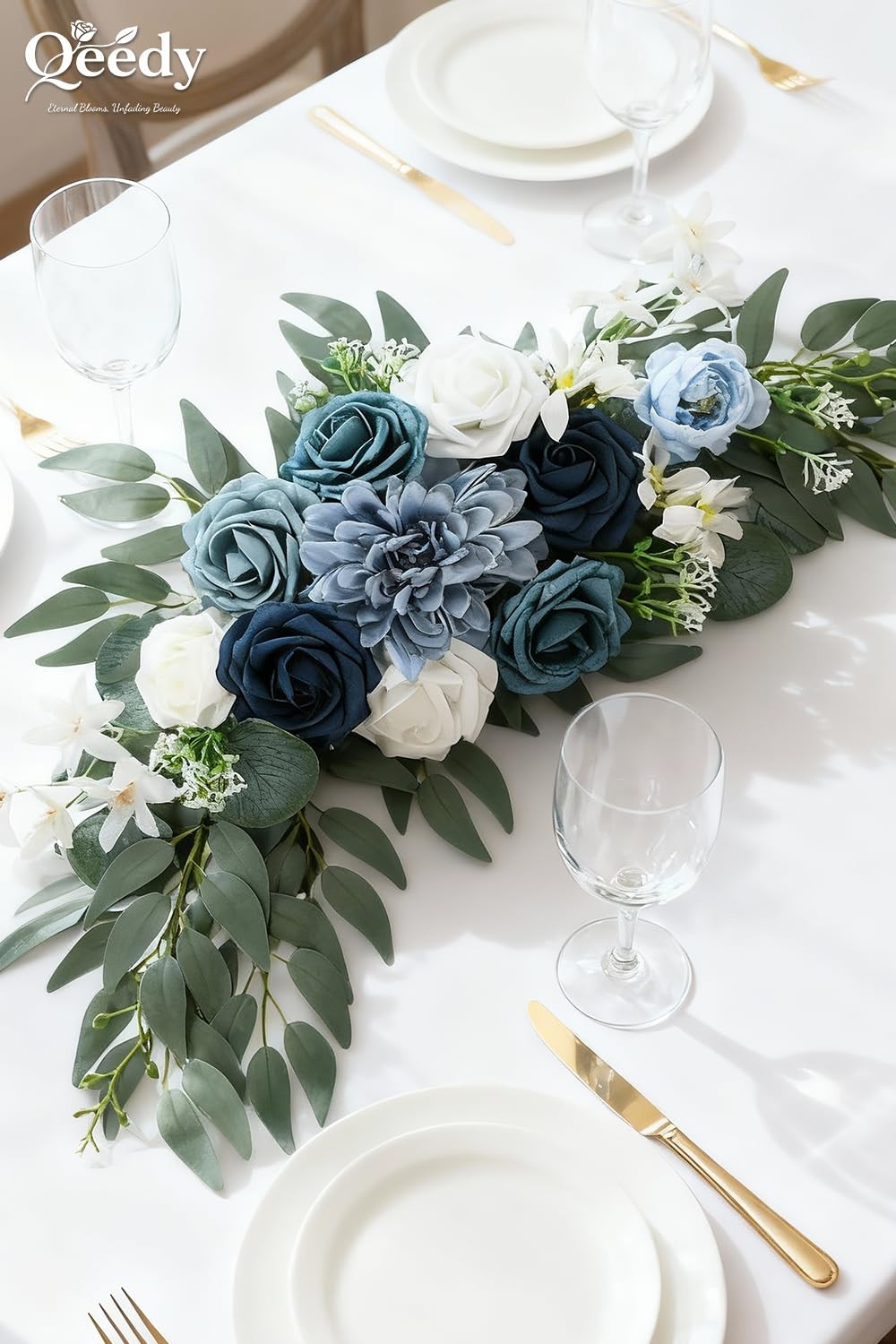 2 PCS Wedding Arch Flower Dusty Blue Artificial Ceremony Backdrop Arrangement
