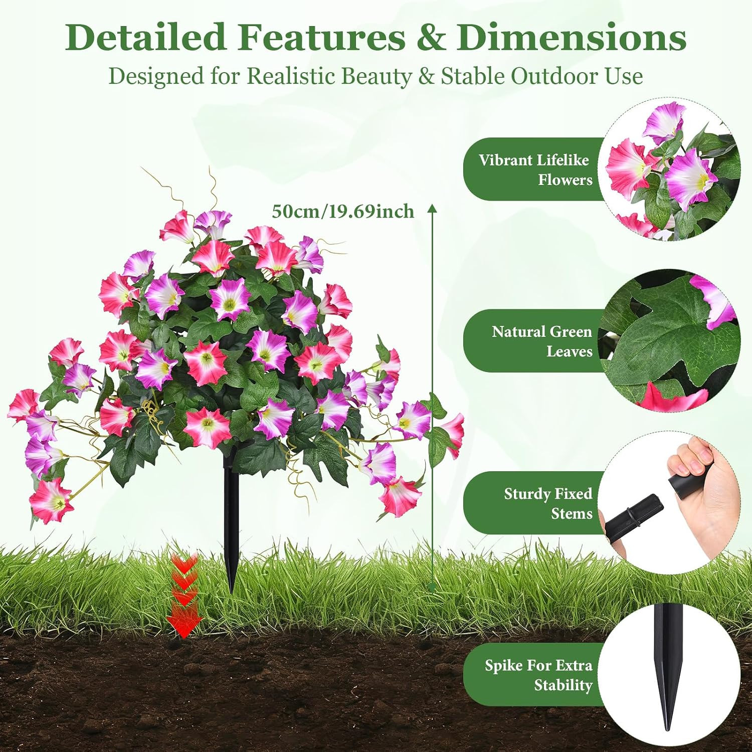 2 Pack 19.7″ UV Resistant Artificial Morning Glory Topiary Ball Trees