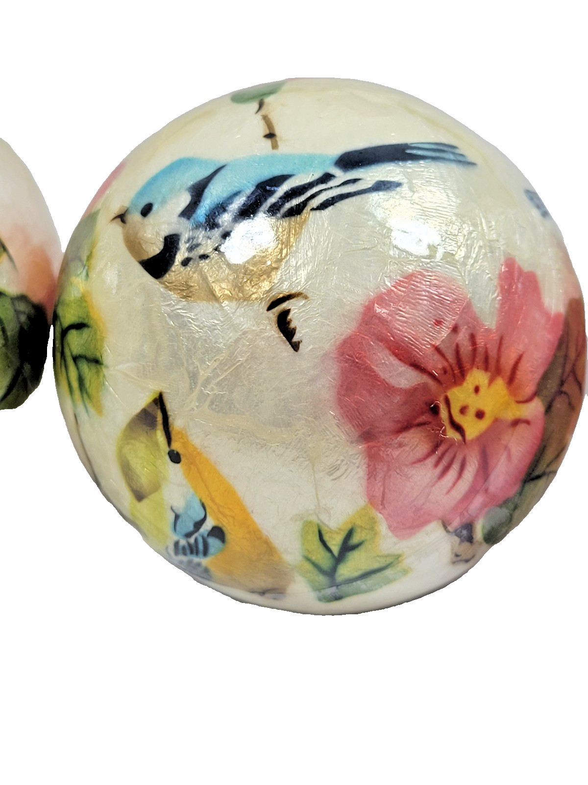 Pier one decorative Balls 2 w/ Birds 1 w/ Paisley print