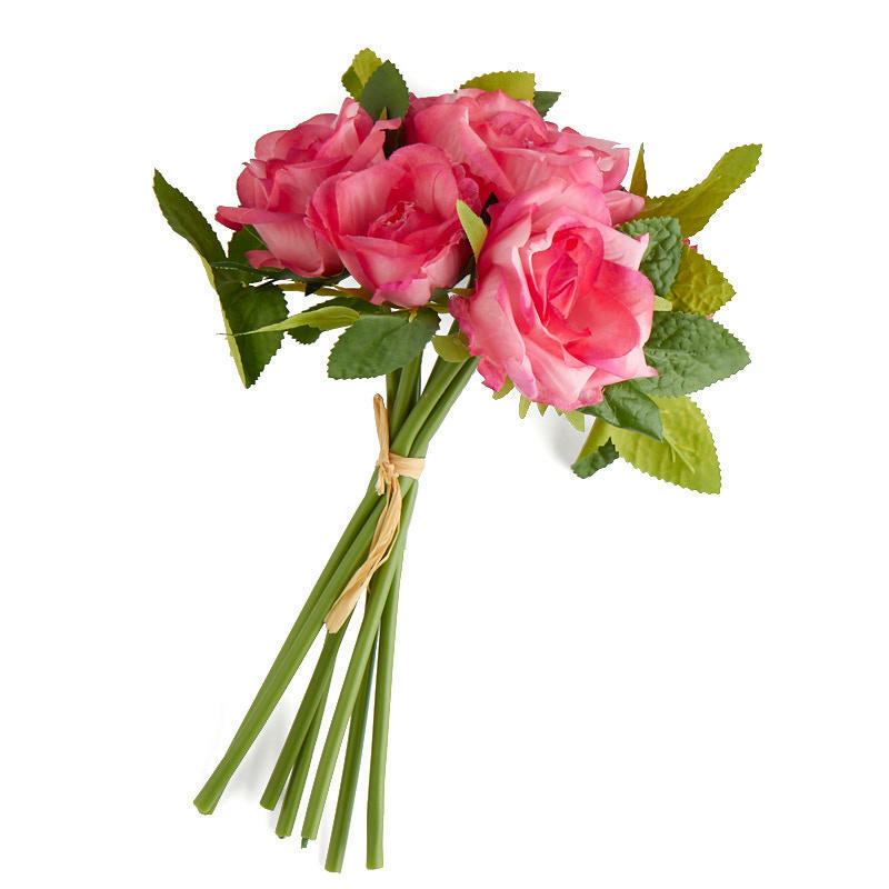 Poly Silk Open Hot Pink Rose Bundle