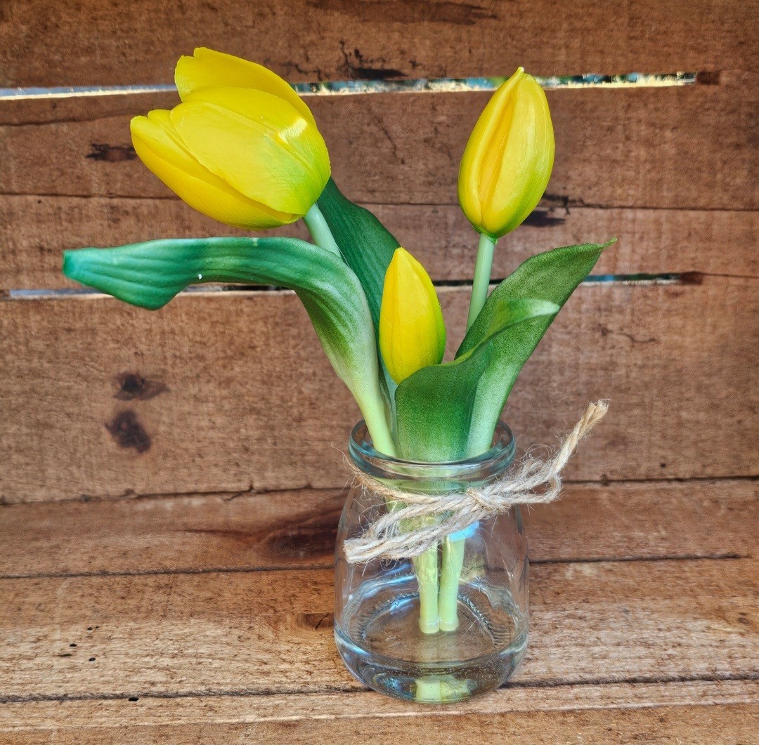 Real Touch Artificial Tulip in a vase FAKE WATER flowers LOOK REAL Spring Decor