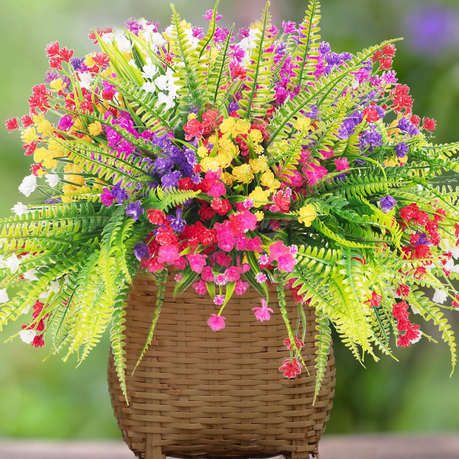 14pcs Artificial Flowers Outdoor UV Resistant Fake Flower for Outside Faux Gr…