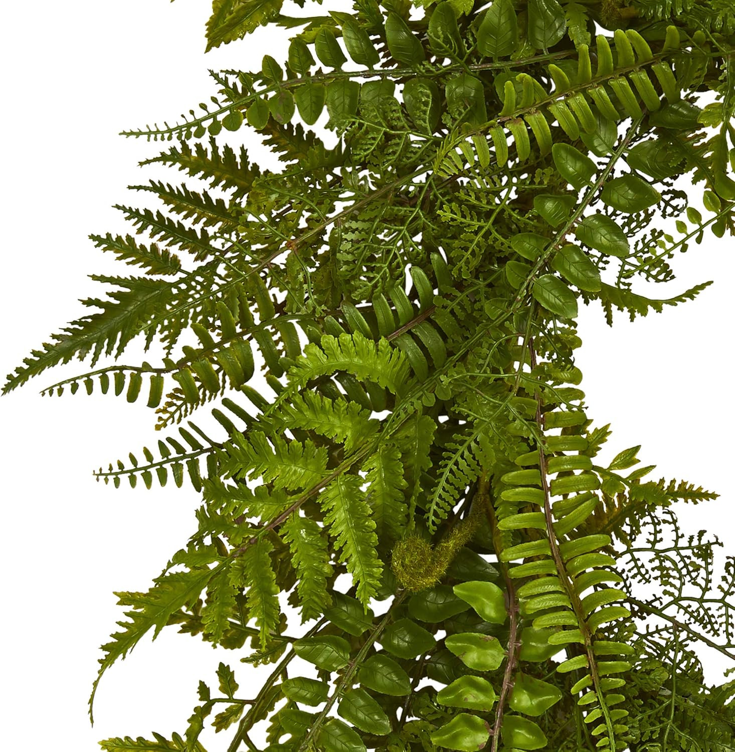 24In. Mixed Fern Artificial Wreath, Green