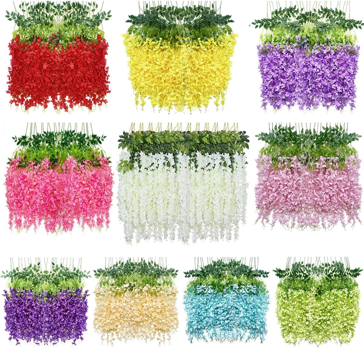 Artificial Wisteria Hanging Flowers Fake Wisteria Flower Garland Silk Vines Ratt