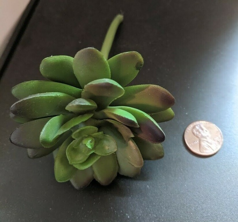 Faux Succulent Plant Pick – Lotus Rosette Dark Green 2.75 inches DA DC-7779