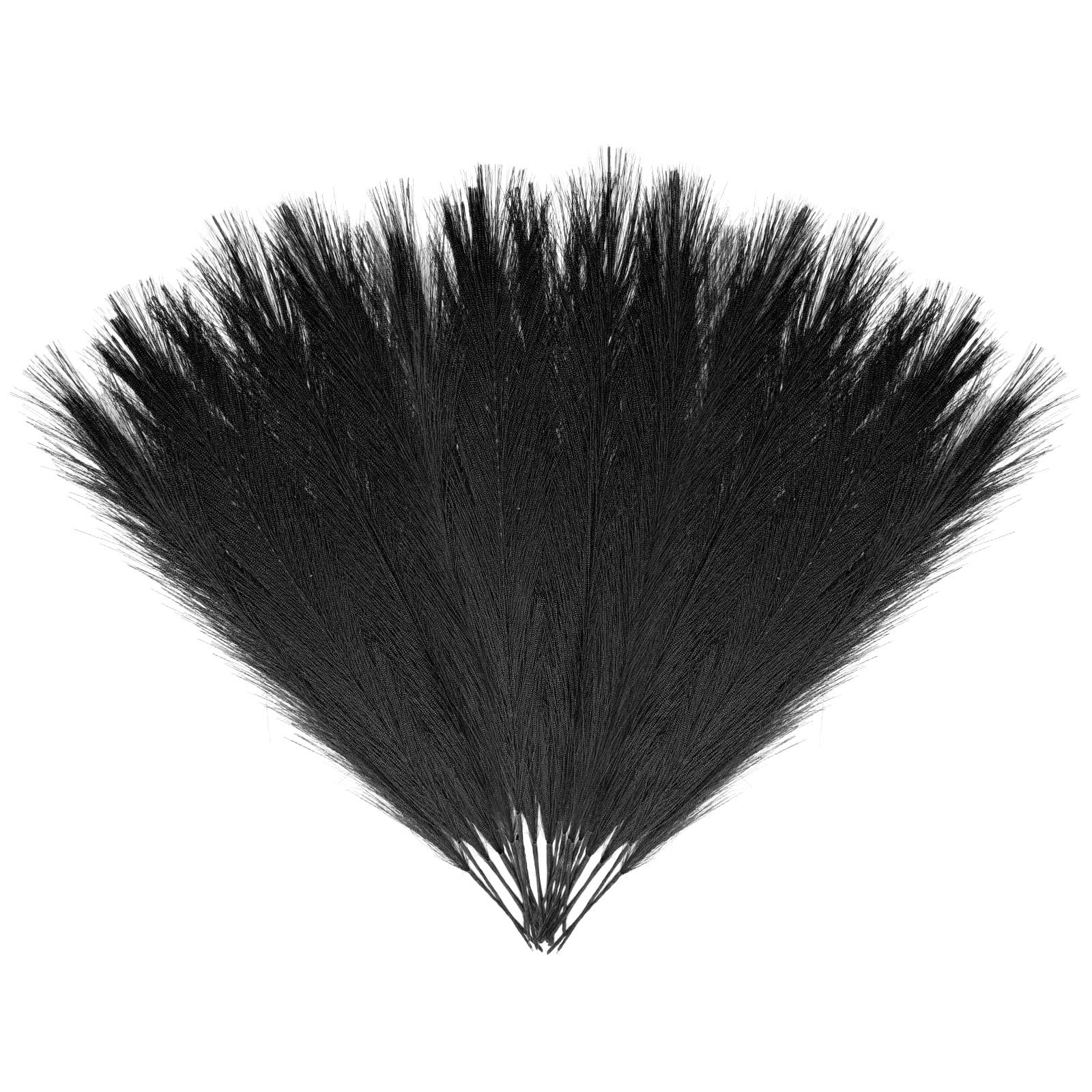 30 PCS 17 Inch Black Faux Pampas Grass Artificial Short Fluffy Pompas Vase