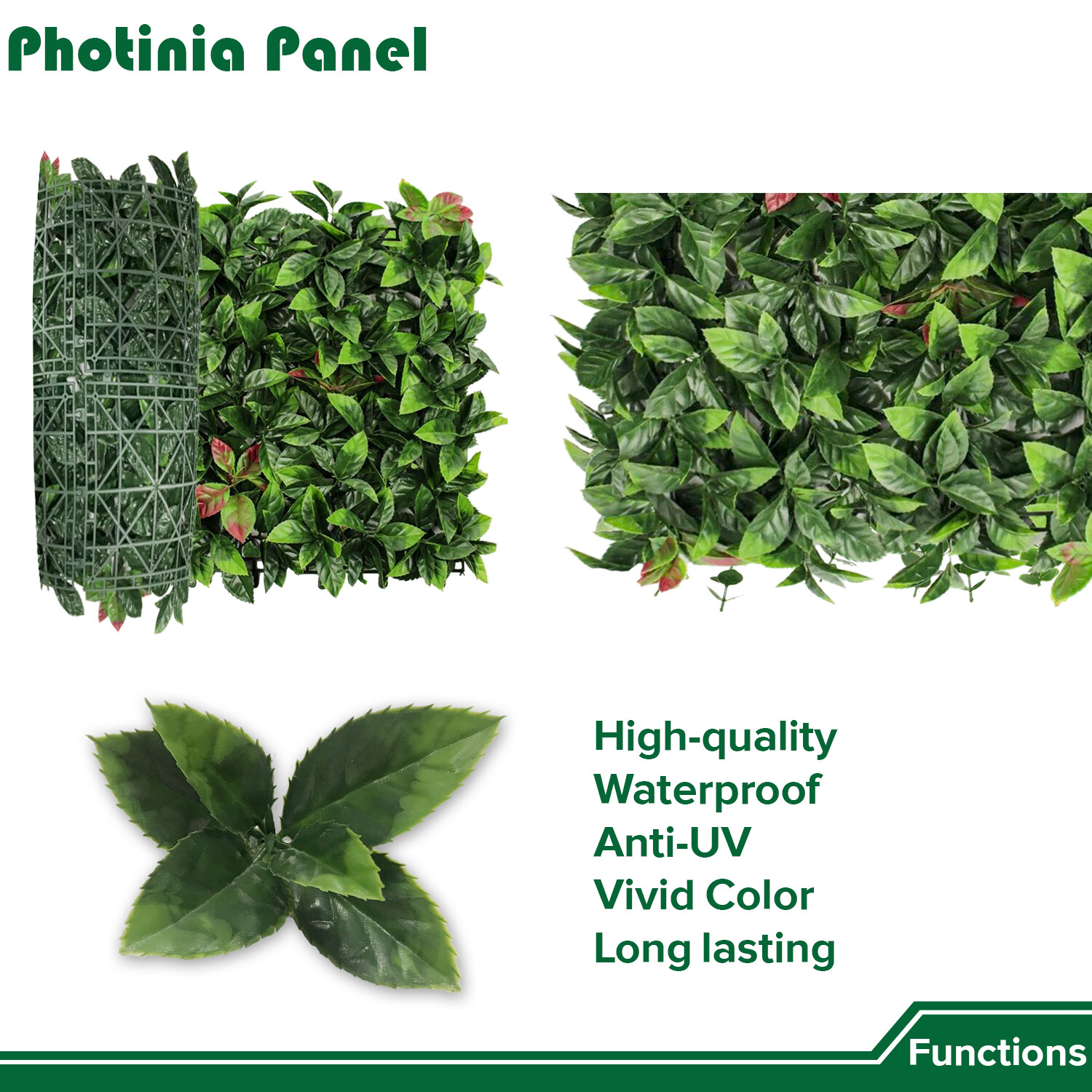 20″ Artificial Faux Photinia Leaf Mats Greenery Home Festival Wall Decor Panel