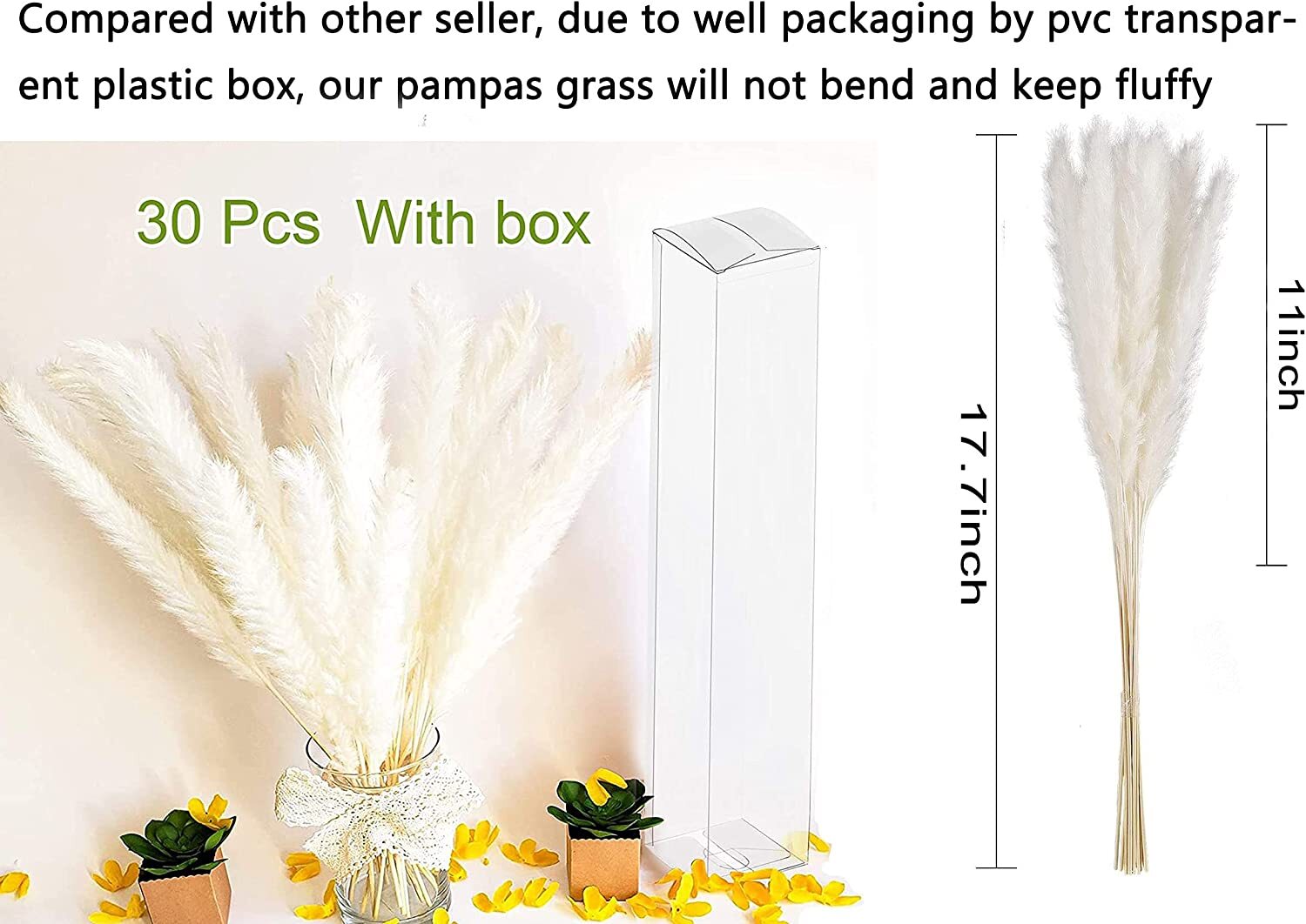White Pampas Grass Natural Dried Branches Decor Home 30 Pcs flowers nice beaty