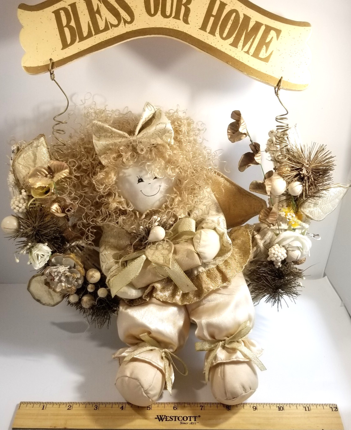 Bless Our Home Cute Angel Half Wreath