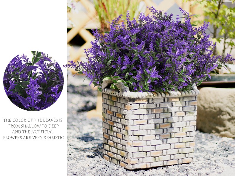 Artificial Greenery Lavender Fake Shrubs Flowers 8 Bundles UV Resistant Hanging