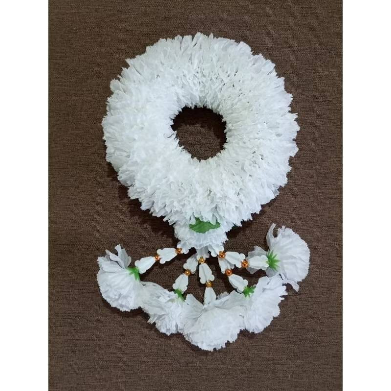 Fluffy Round Garland Hang Phuang Malai Artificial Thai Marigold Flower Fabric