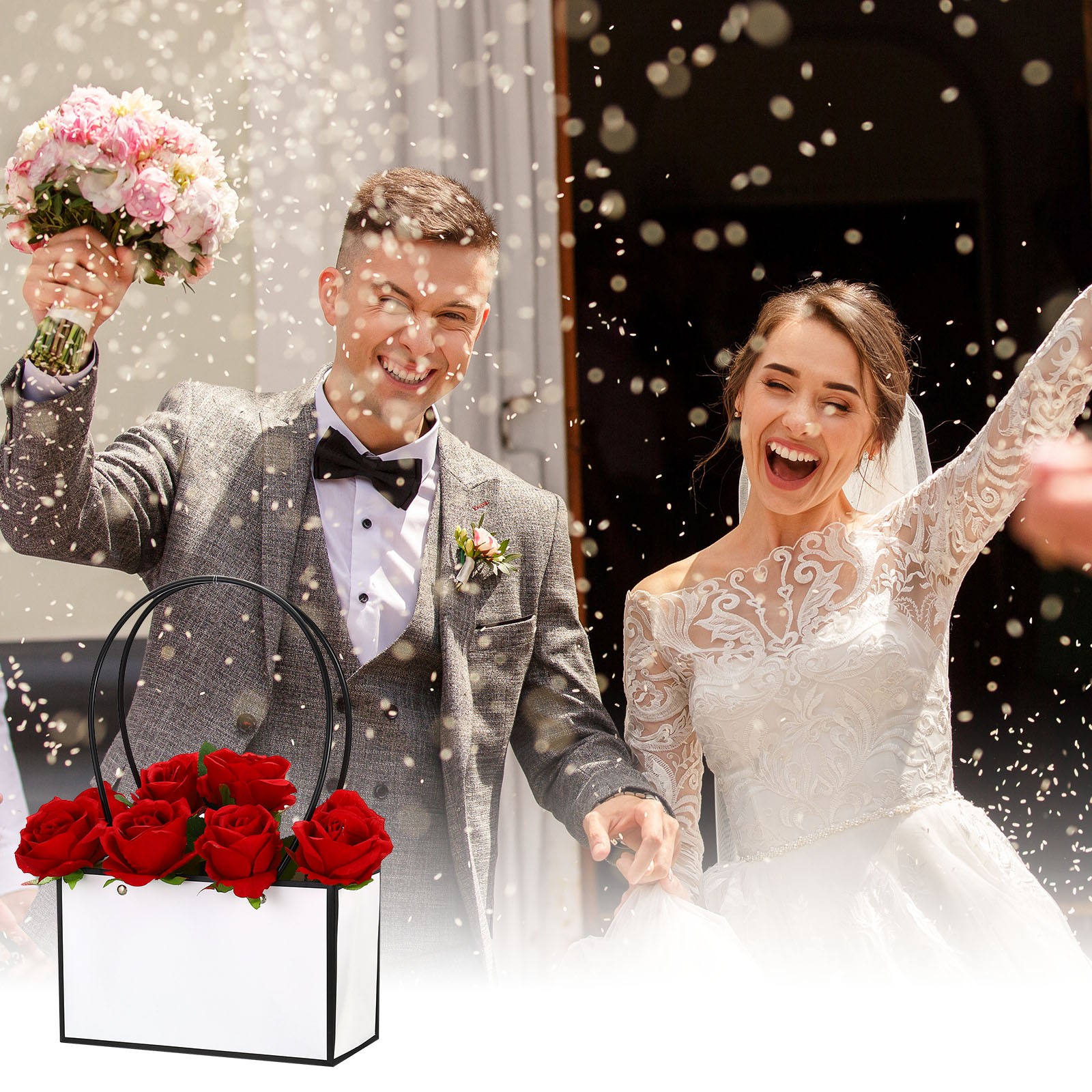 Flower Gift Box, 24 Pcs, Black with White Borders & Black with White Borders