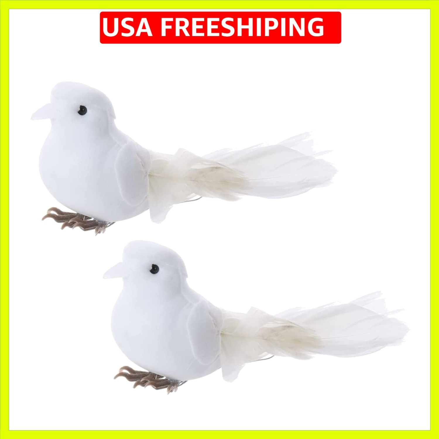 2 Pcs Simulation White Doves, Artificial Birds Craft, Foam Pigeon for Home De…