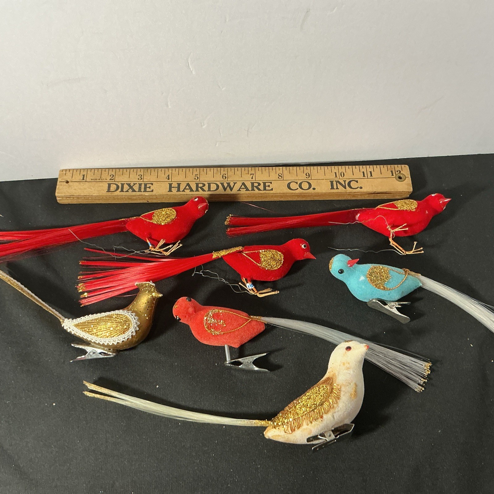 Lot Of 7 Vintage Assorted Artificial Bird Ornaments Craft Wire And Clip On