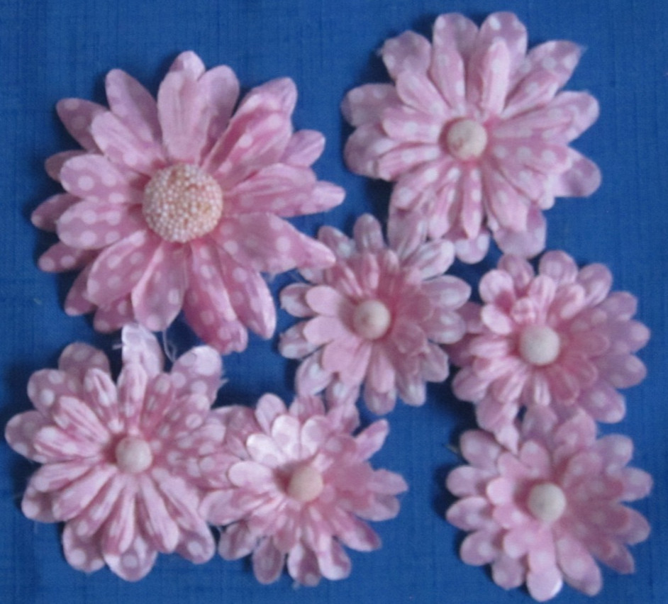 #9 Lot-38 Used Silk Flower Blooms Polka Dot Daisy 1.5-3.5″ Multiple Colors