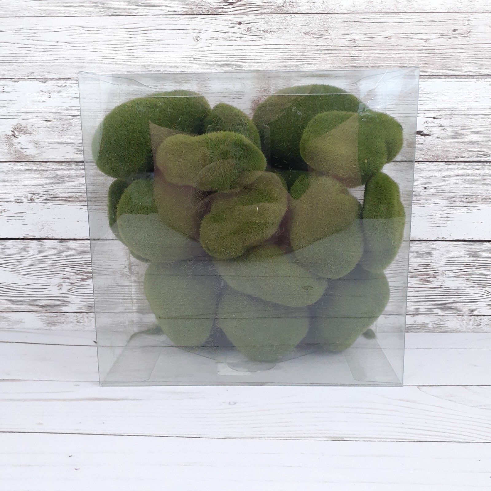 Vase Bowl Filler Tabletop Decor Faux Moss Rocks Green