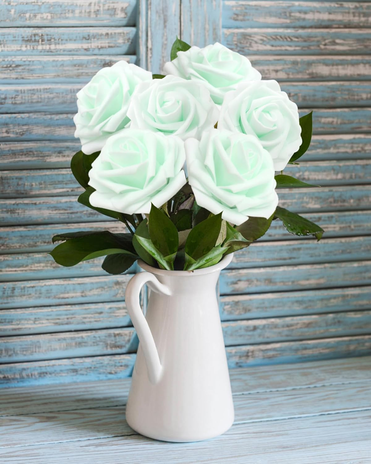 100Pcs Realistic Light Green Roses for DIY Weddings & Home Decor