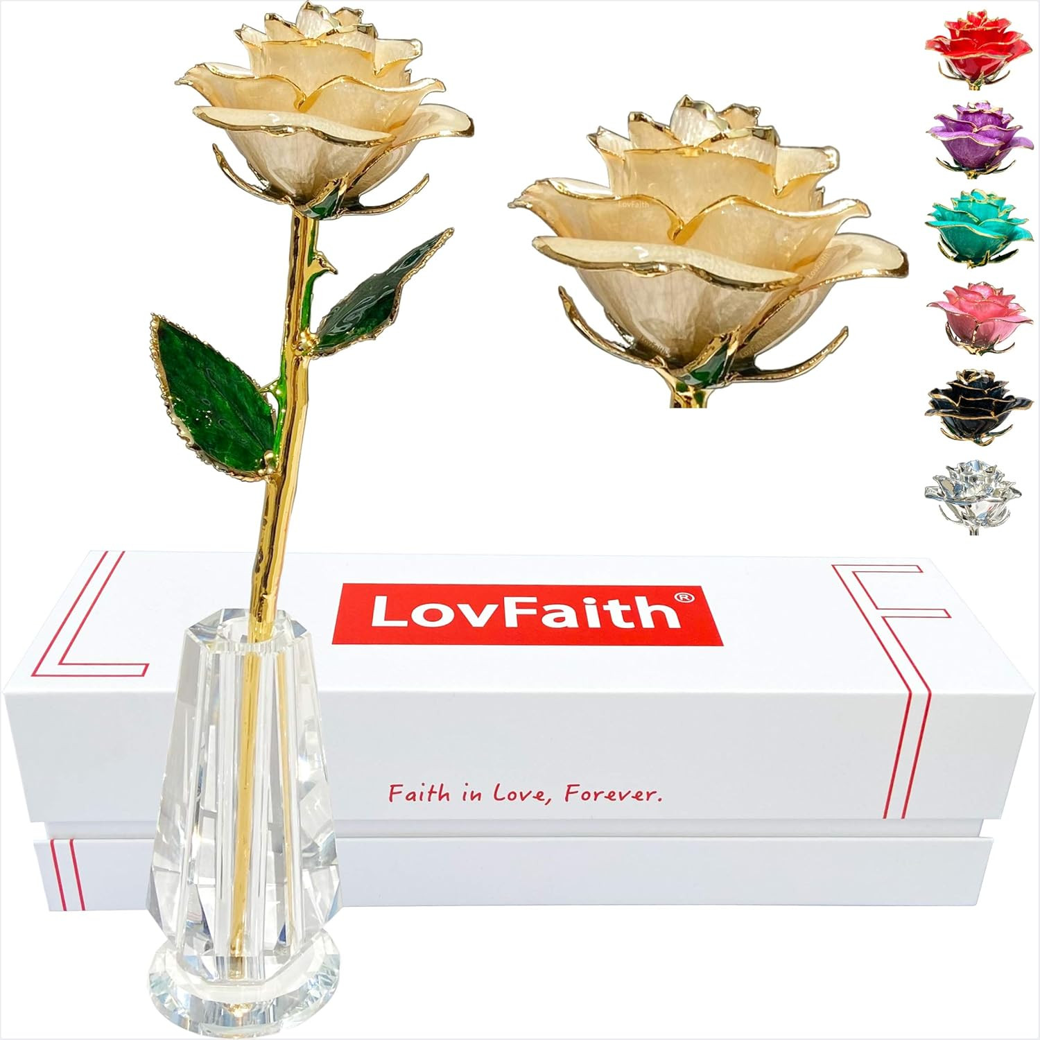Valentine Gift Real Rose Dipped Thick Sterling Silver with Crystal Stand, Best 2