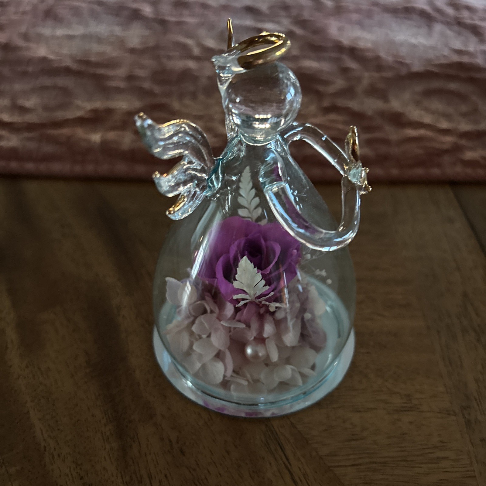 Beautiful Angel Pink Rose Figurine by ANLUNOB. The Only Eternal Rose.