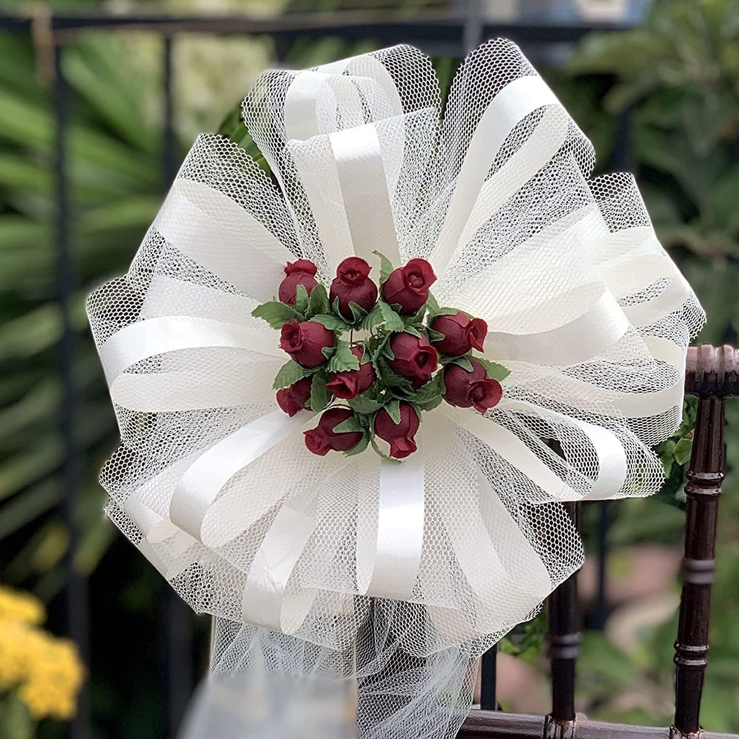 Burgundy Artificial Silk Flower Roses – 12 Mini Bouquets of 12 Rosebuds, 144 Ros
