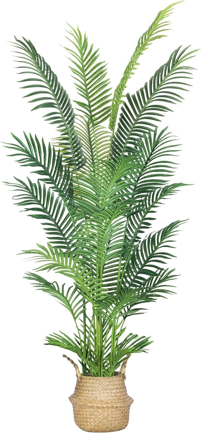 6FT Artificial Palm TreeFaux Areca Palm Plant with Real Touch Leaves and Adjust