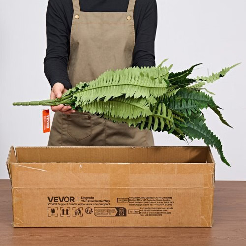 Artificial Ferns, 48 Inch Fake Boston Fern Bush Plant with 67 Fronds, Faux Green