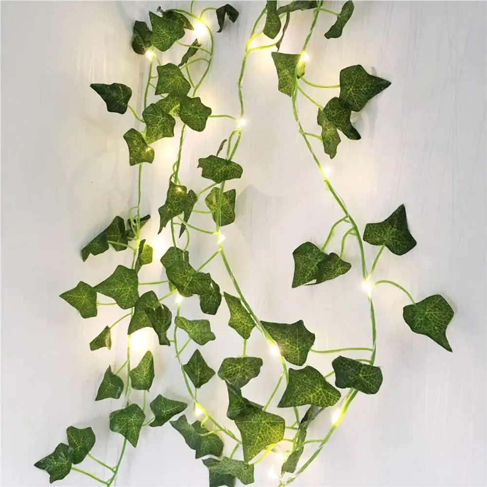 2M 20 LED Ivy Leaf String Lights Vine Garland Wreath Hanging Fairy Night Lamp