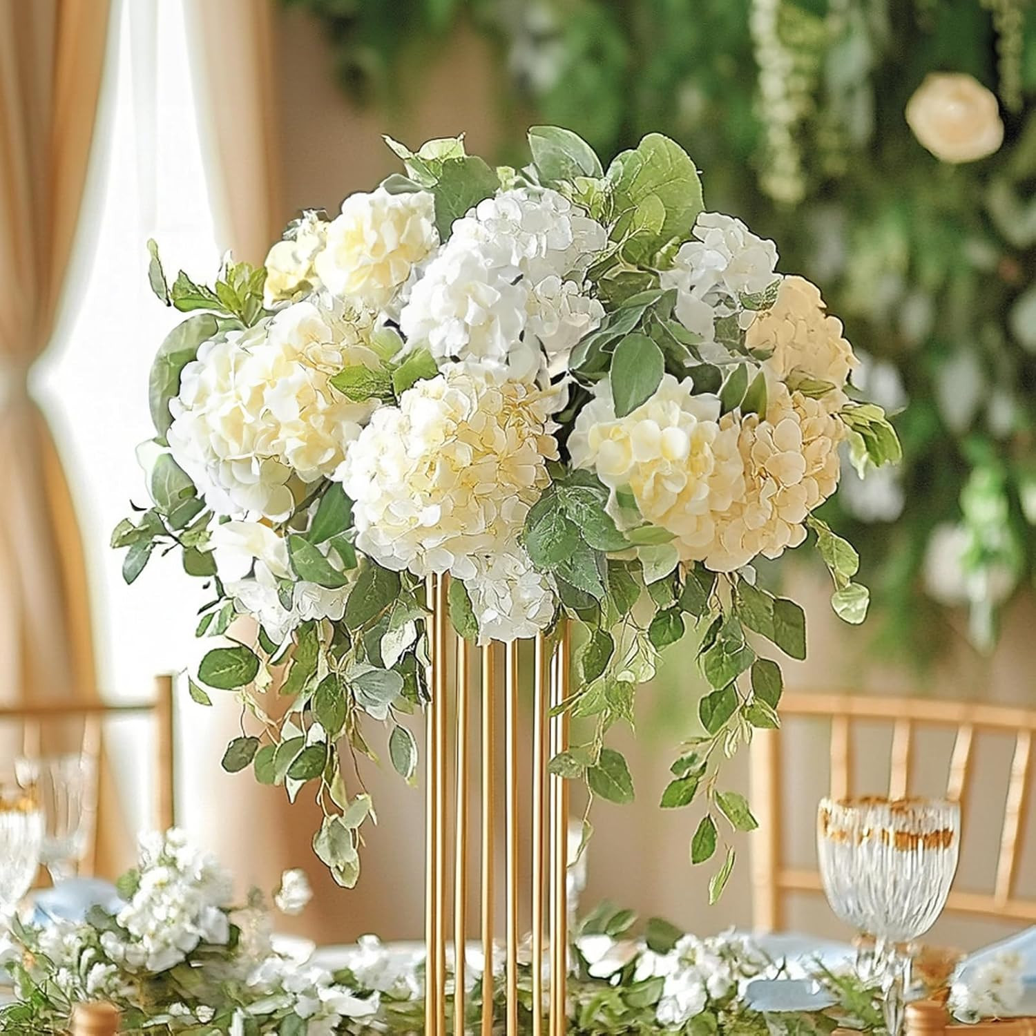 304PCS Champagne Silk Hydrangea Flowers for Home Wedding Party Decor