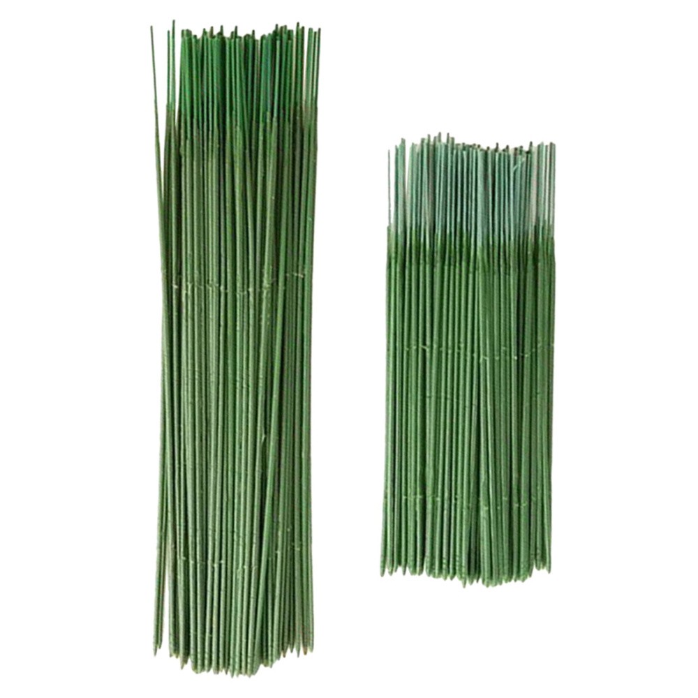 100Pcs Flexible Plastic Flower Rods Dark Green for Wedding and Home Decor