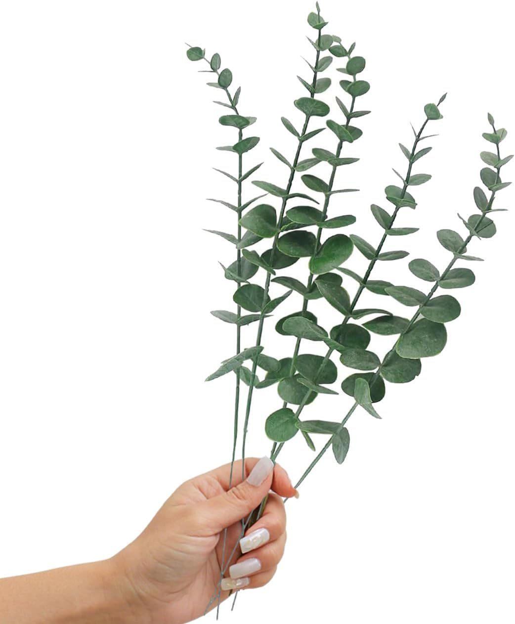 5 Pcs Real Touch Leaf Artificial Eucalyptus Stem Faux Eucalyptuses Wedding Bouqu