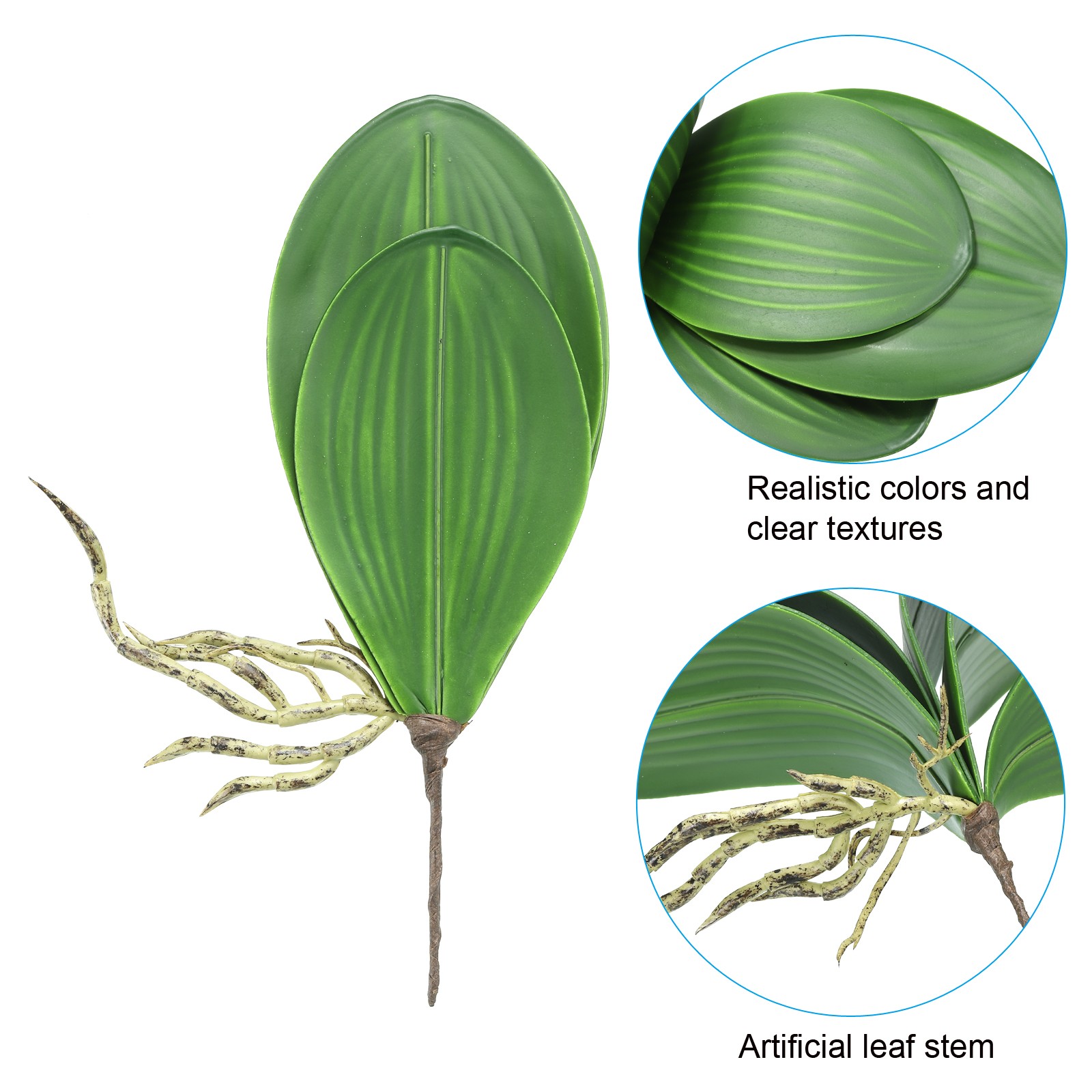 2 Pcs 5.5 Inch Faux Orchid Leaves 5 Petals Artificial Leaf with Stems