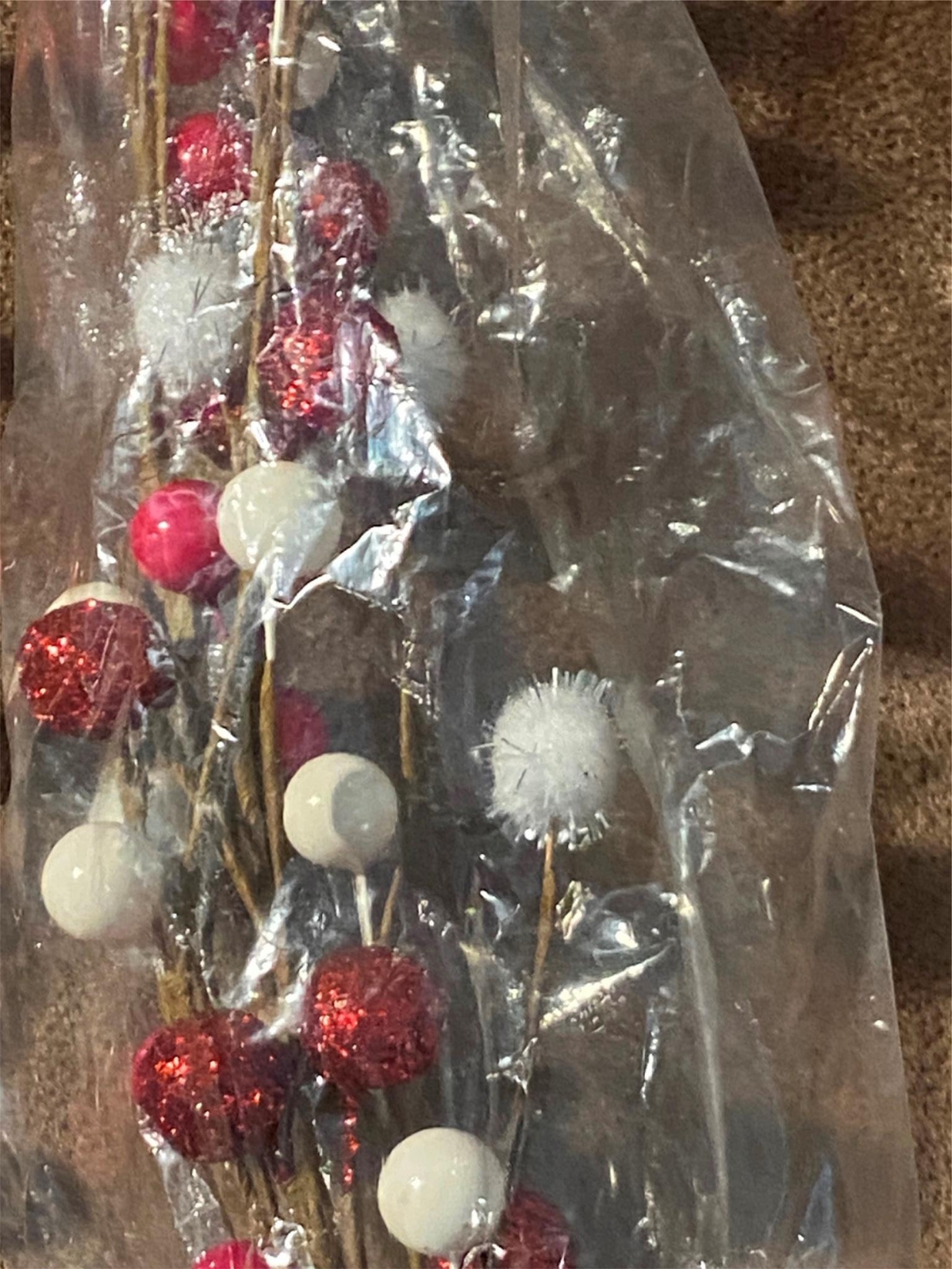 Lot of 2 Artificial Flowers Christmas Holiday Berries Bloom Room Decorations