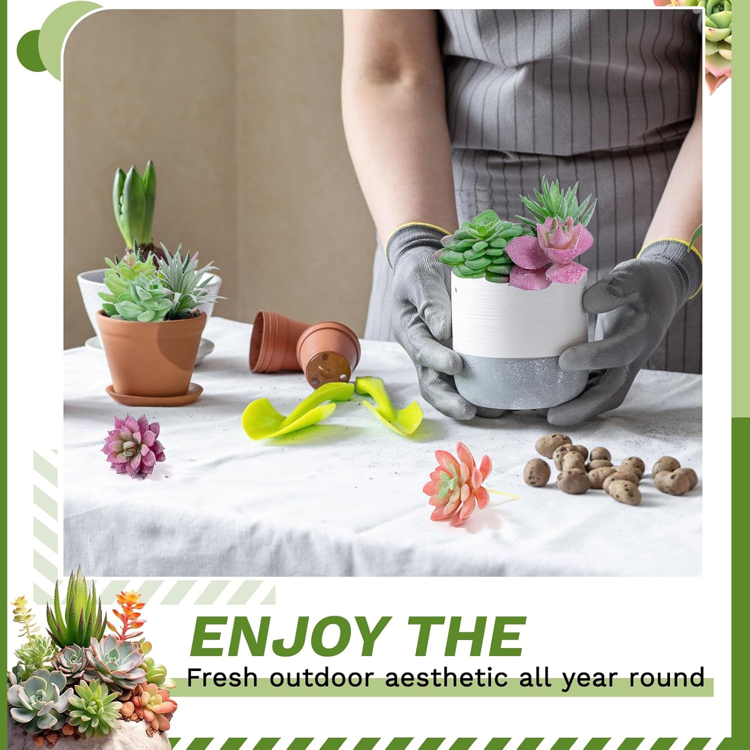 12 Pack Realistic Flocked Artificial Succulents, Faux Plastic Succulents Mini Fa