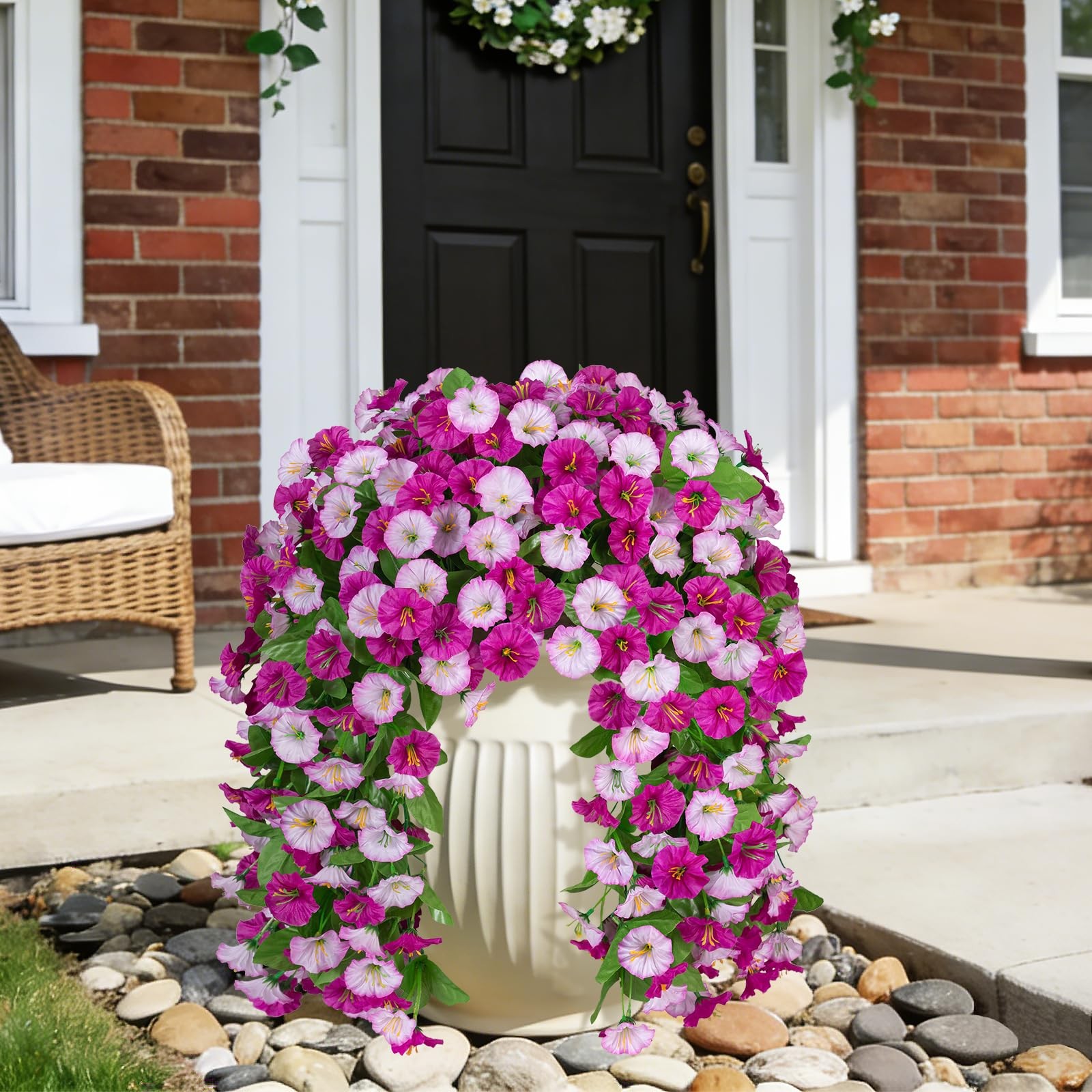 Artificial Fake Hanging Flowers Plants for Outdoor Decoration, 2PCS Faux Silk…